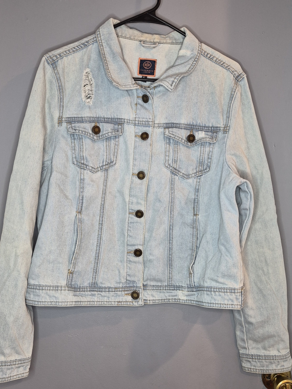 Boom Boom Jeans Light Blue Distressed Denim Jacket